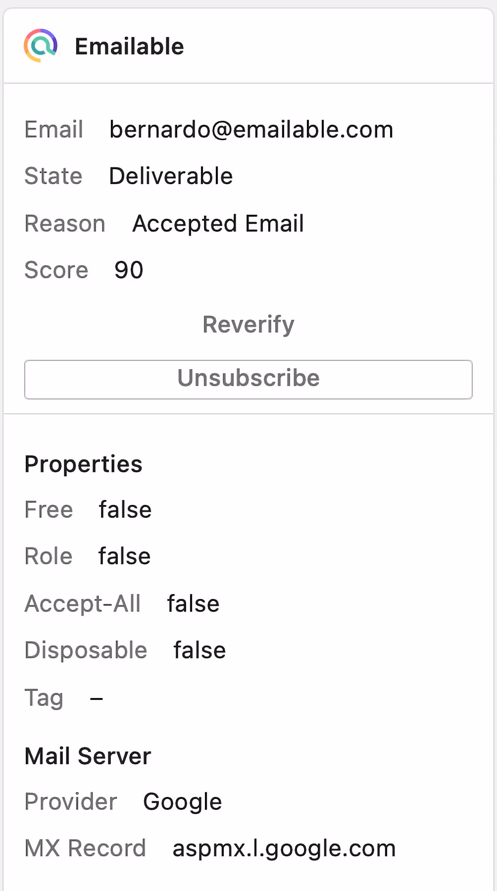 Verified email on inbox app 2