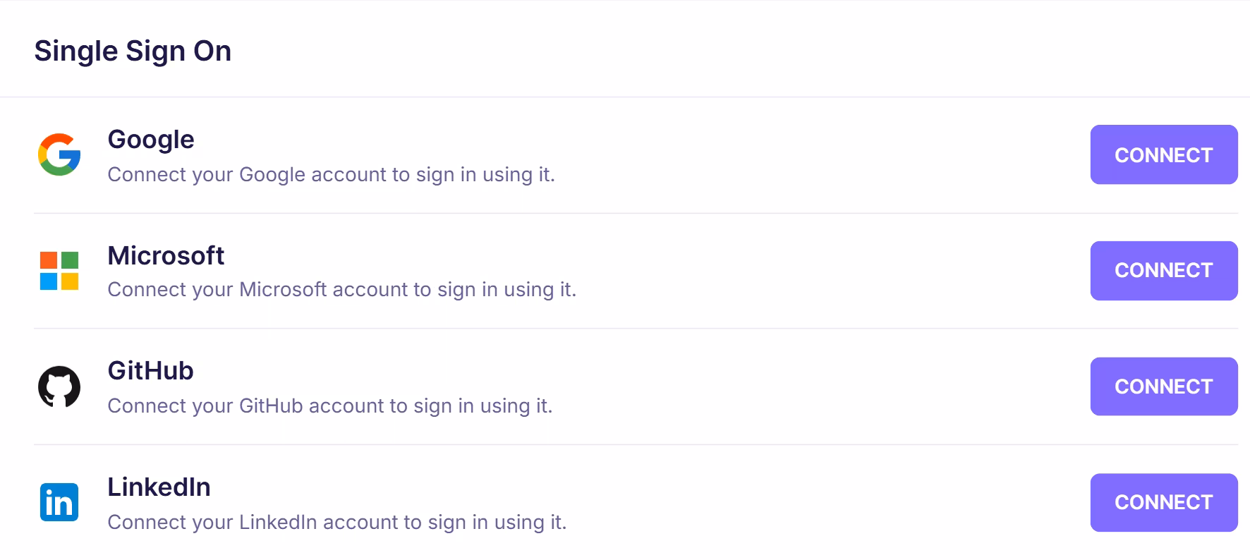 Single sign-on provider selection dropdown in Emailable showing options including Disabled, Any, Google, Microsoft, GitHub, and LinkedIn with Google selected.