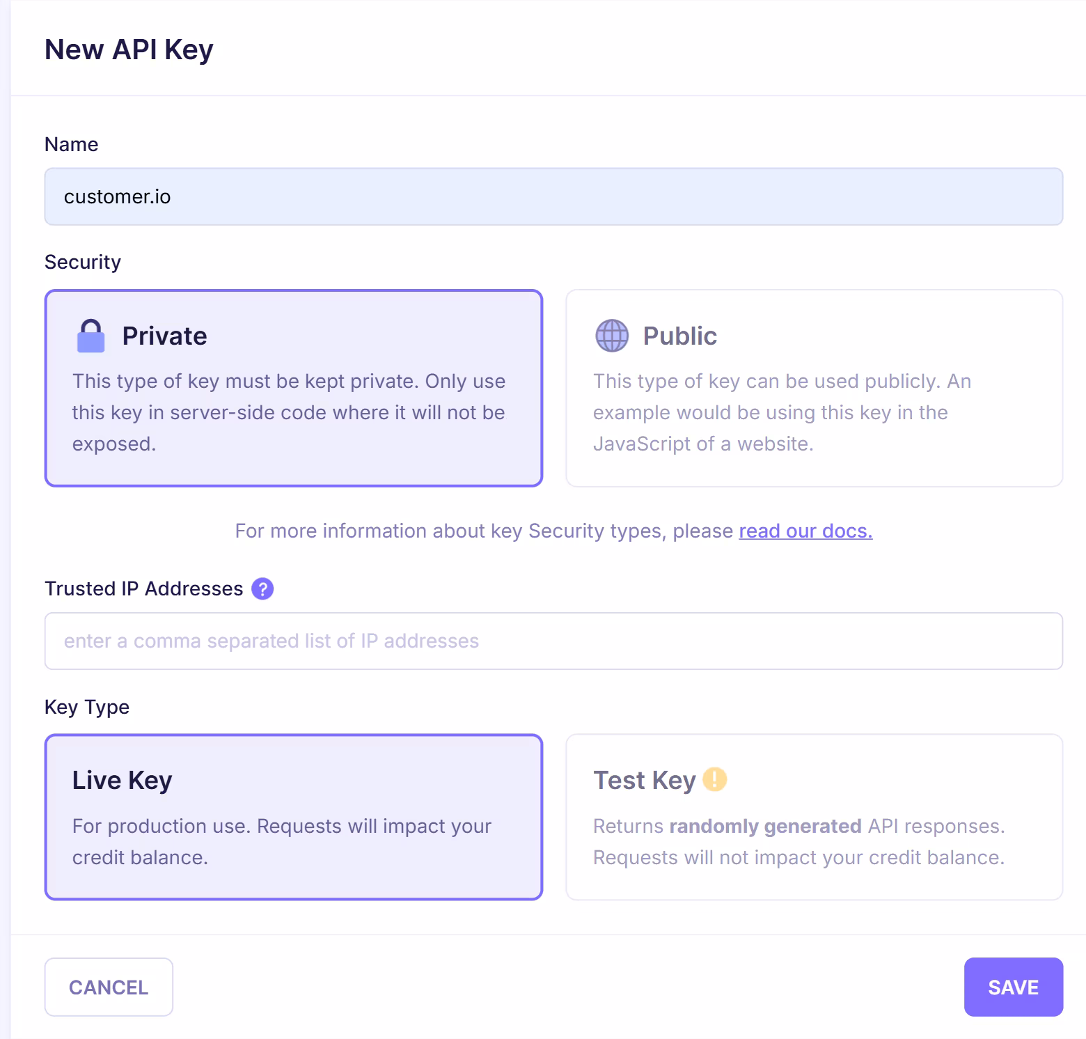 Private API key from Emailable dashboard
