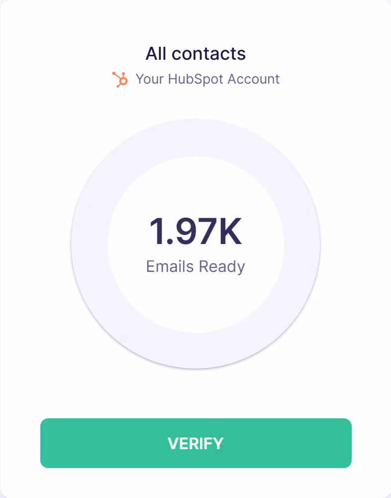 Emailable dashboard showing a successful HubSpot list import ready for verification.