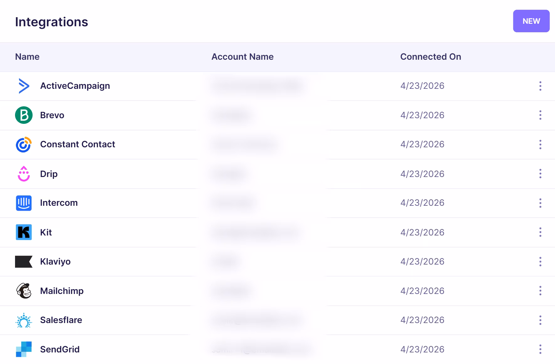 Remove Integrations with the list of integrations section