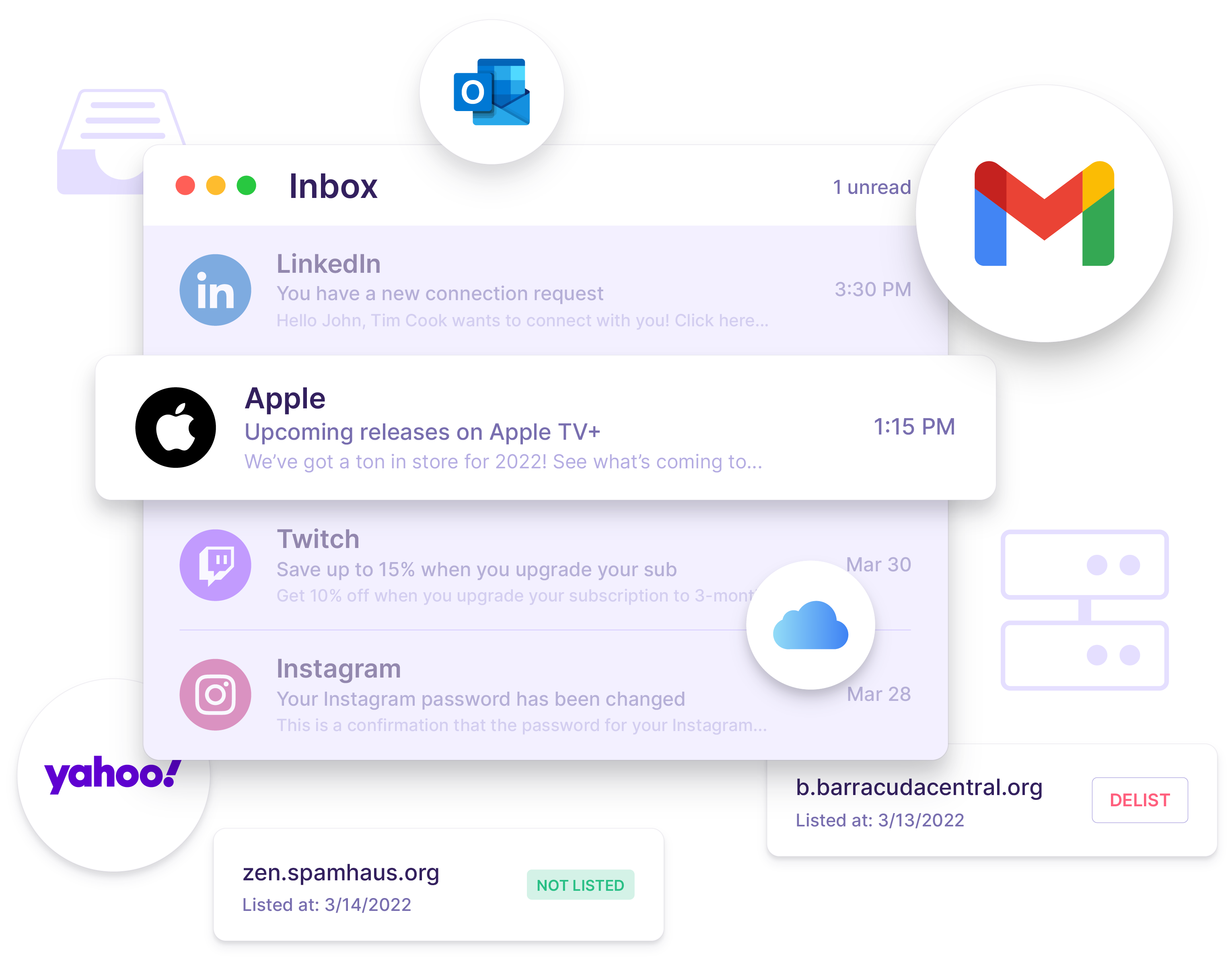 Email inbox and providers collage